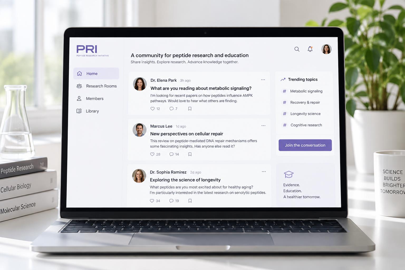 The Purple Research Institute community on a laptop
